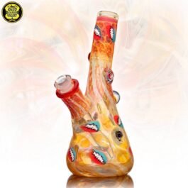10mm Fumed “Grategul Dead” Millefiori Mini Bent Neck Beaker Tube