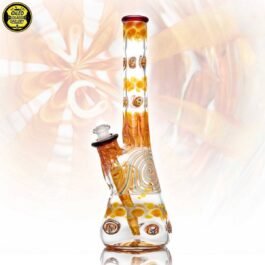 10mm Clear Fumed Rainbow linework Skull Millefiori Beaker Tube